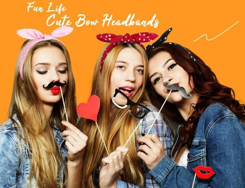 Huachi Bow Headbands for Women Halloween 1950s Black Polka Dot Hairbands Cute Bunny Ears Head Bands for Women's Hair Accessories Turban Headwear Headpiece