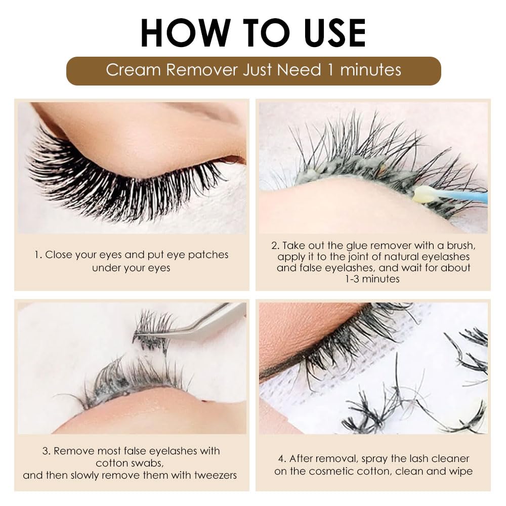 Beeutemaker Cream Lash Remover for Lash Extensions, Beige Color Lash Extension Remover, Low Irritation Cream for Sensitive Skin, Professional eyelash Remover for extensions Salon(Lash Remover,5g)