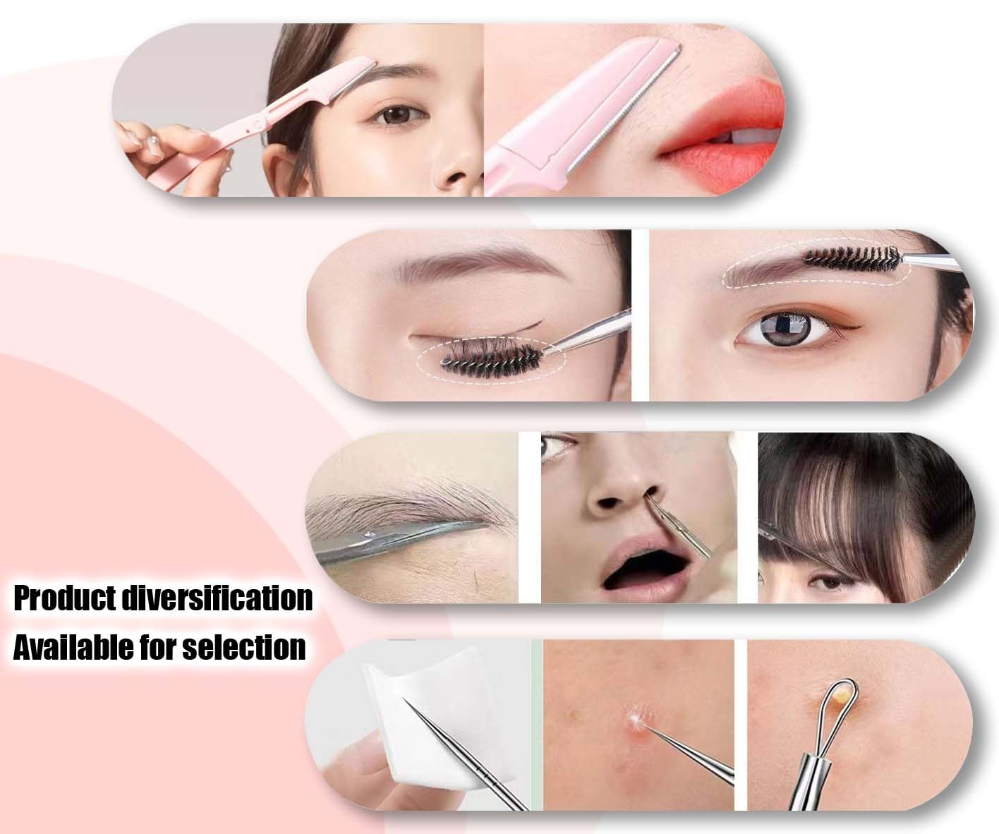 Muzioiernsu Tweezers for Women Facial Hair Eyebrow Kit Tweezer Set Pink