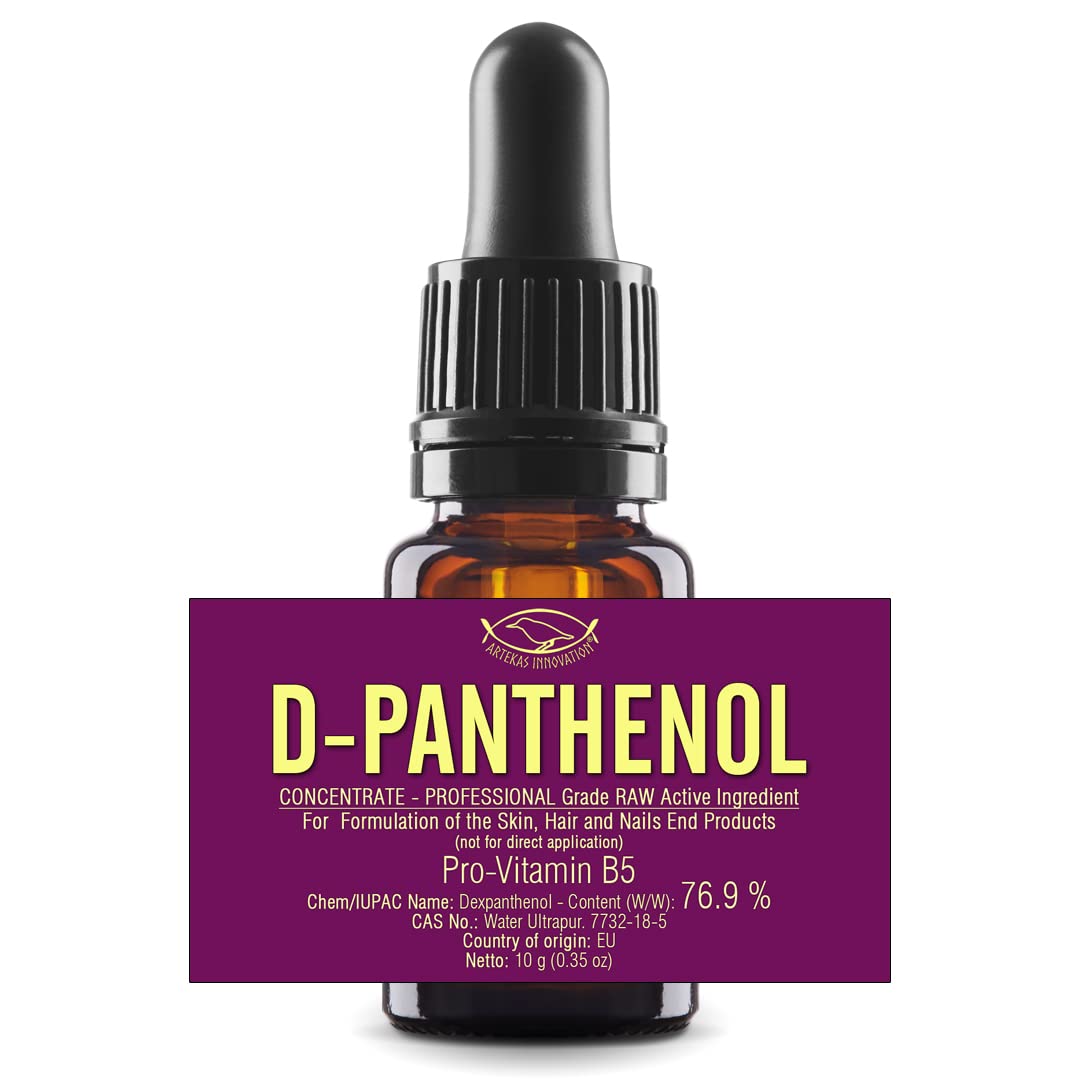 Artekas Innovation - D-PANTHENOL - Oil - Cosmetic Grade - 76.9% Concentration - for Homemade Skin, Hair and Nail Products - 0.35 Oz