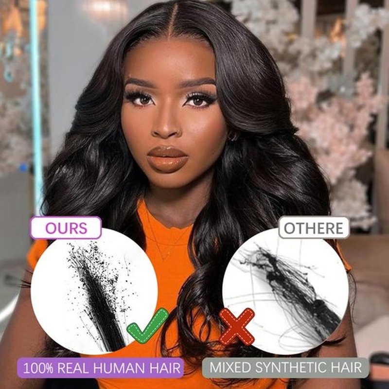 Amella 20 Inch U Part human hair Wig Full Head U Shape Clip in Wigs Upart Wig Human Hair Body Wave Half Wig Human Hair Extension for Black Women