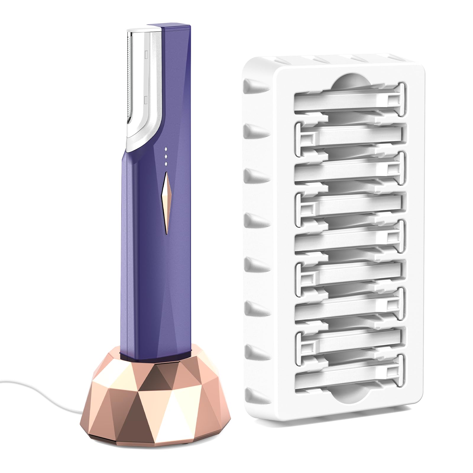 COPCOP Sonic Dermaplane Razor for Women Face, Painless Facial Exfoliation & Peach Fuzz Hair Removal Tool with 10 Upgraded Micro-Mesh Blades, Gentle Dermaplaning, Gift for Mom (Purple)