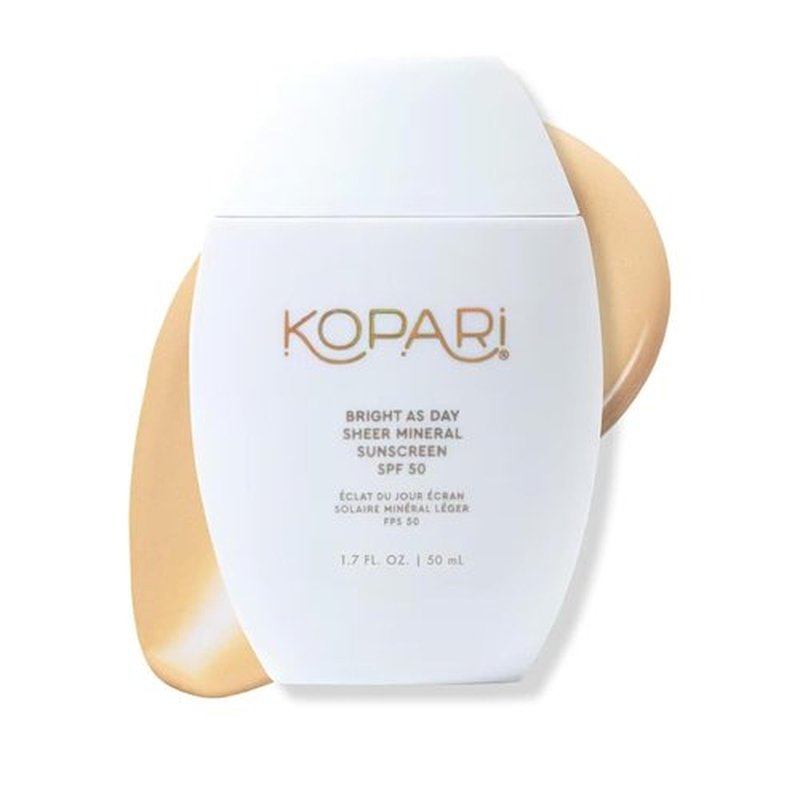 Kopari Bright As Day Sheer Mineral Sunscreen SPF 50 - 100% Mineral Formula with Vitamin C & Niacinamide | 1.7 oz for All Skin Tones