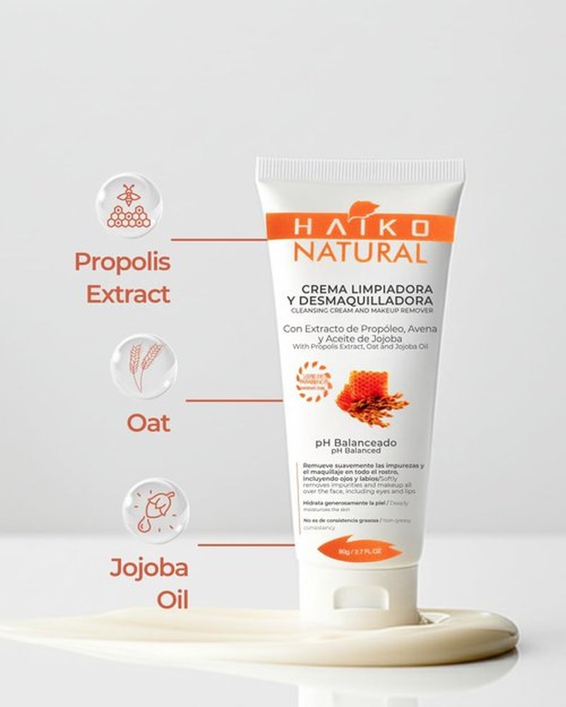 Regine Switzerland Hydrating Cleansing Cream - Non-Greasy Makeup Remover with Propolis, Oat & Jojoba Oil | 2.7 fl oz / 80g