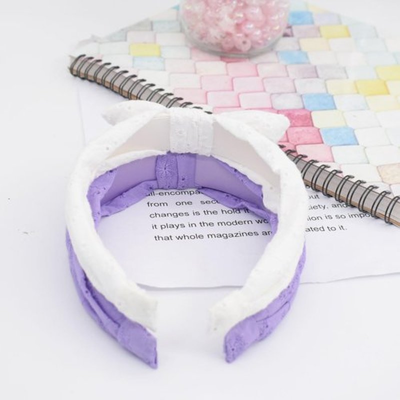 Melbelia Bow Headbands for Girls, Thin Headband with Bow Women Hair Accessories Fashion Knotted Head Band Non Slip for Girls(Purple/White, 2Pcs)