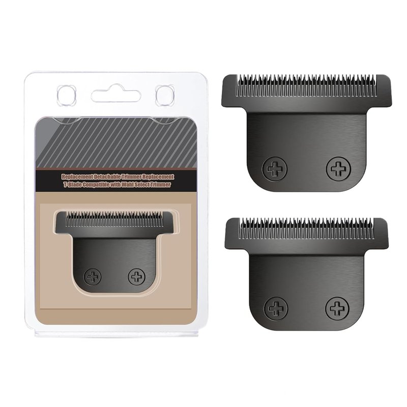 Wahl 40mm Replacement Detachable Stainless Steel T Blade - Compatible with All In One Trimmers | Black 2 Pack