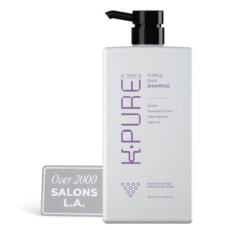 Rev320 Purple Rain Keratin Shampoo by K-Pure, Sulfate & Paraben Free, Anti-Brass Purple Shampoo for Blonde, Silver, and Gray Hair, Deep Hydration & Frizz Control for Color Treated and Damaged Hair