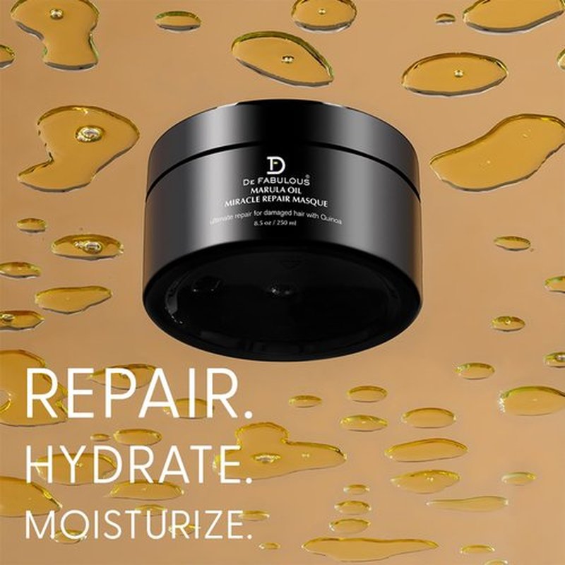 De Fabulous Marula Oil Miracle Repair Masque - Nourishing Hair Treatment with Quinoa | 8.5oz
