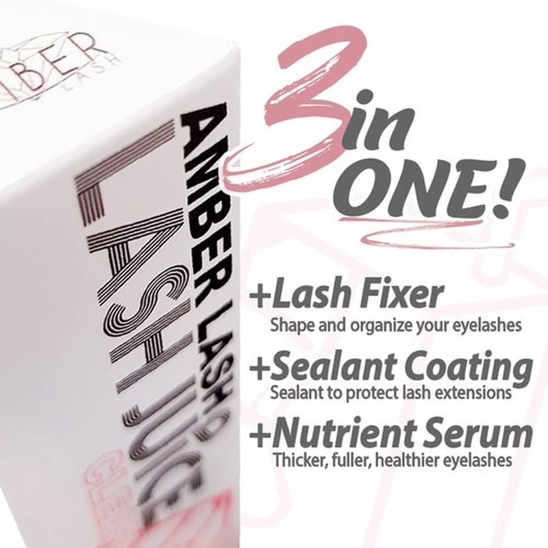 Lash Juice by Amber Lash, 3-in-1 Coating Sealant for Eyelashes with Lash Extensions and or Lash Lift Perm, Lash Serum to Protect, Nourish and Promote Healthy Thicker Fuller (Black)