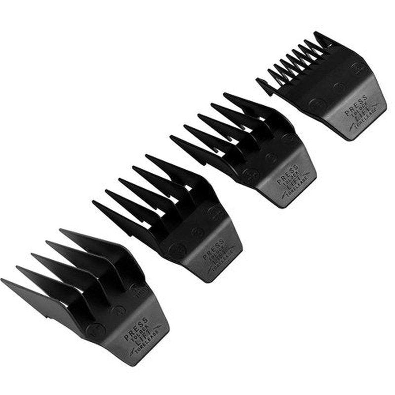 Skiennix Professional Peanut Clipper Guards - 4-Piece Trimmer Cutting Guides Set | Compatible with Wahl Peanut Blade, Black