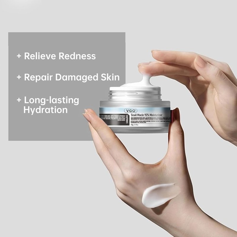 VGO Skin Care Set - Snail Mucin 92% Moisturizer, Vitamin C Serum & Dual-Tube Cleanser | Vegan & Cruelty-Free