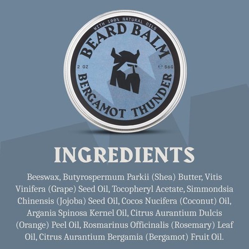 Striking Viking Beard Balm - Leave-In Conditioner & Styling Balm with Natural Oils | 2 oz Bergamot Thunder