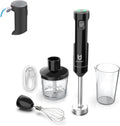 UTALENT Cordless Hand Blender - Variable Speed Immersion Blender with 500ml Chopper & 600ml Container - Black