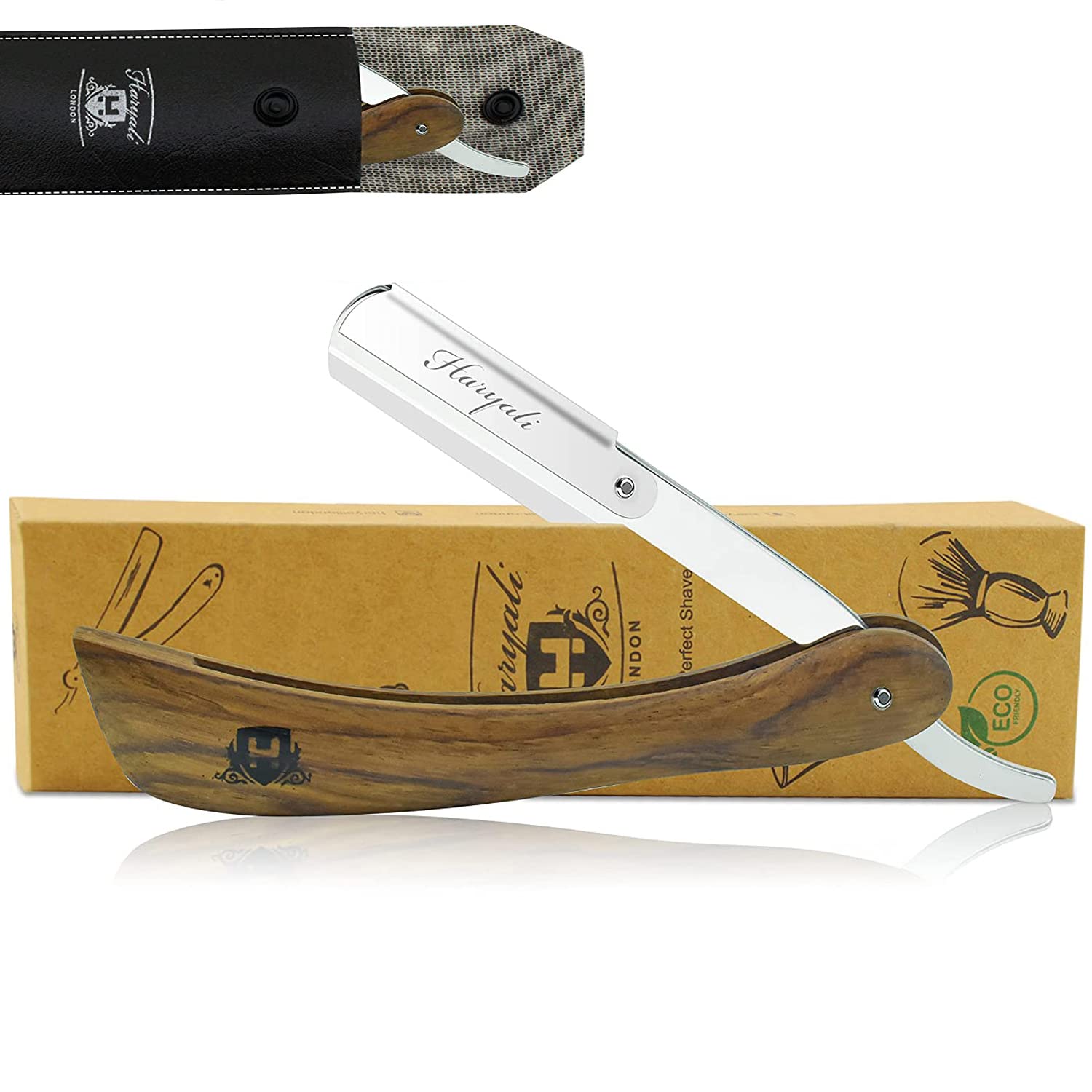 Haryali Professional Barber Straight Edge Razor For Men With Wood Handle