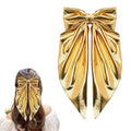 Gold Bow Hair Clips Accesories for Thick Thin Hair French Bow Clips for Bows Accessories for Women Long Ribbon Hair Bows Spring Snap Barrettes for Women Bowknot Clip Barrette