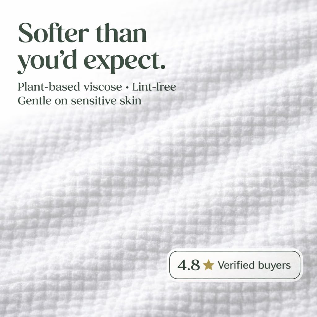 SoftBloom Disposable Face Towels XL – 50 Count Biodegradable Viscose Clean Towels for Face | Ultra Soft Single-Use Facial Towels | Sensitive & Acne-Prone Skin | Skincare, Cleansing & Makeup Removal