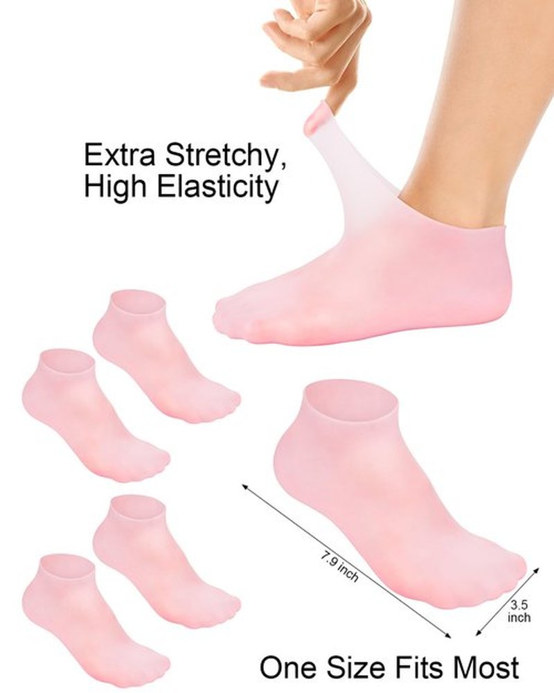 BLATOWN 2 Pairs Silicone Moisturizing Foot Socks, Soft Silicone Socks, Anti Slip Gel Spa Socks Softening Feet Dry Cracked Skin, Spa Pedicure Socks for Women Foot Care After Pedicure