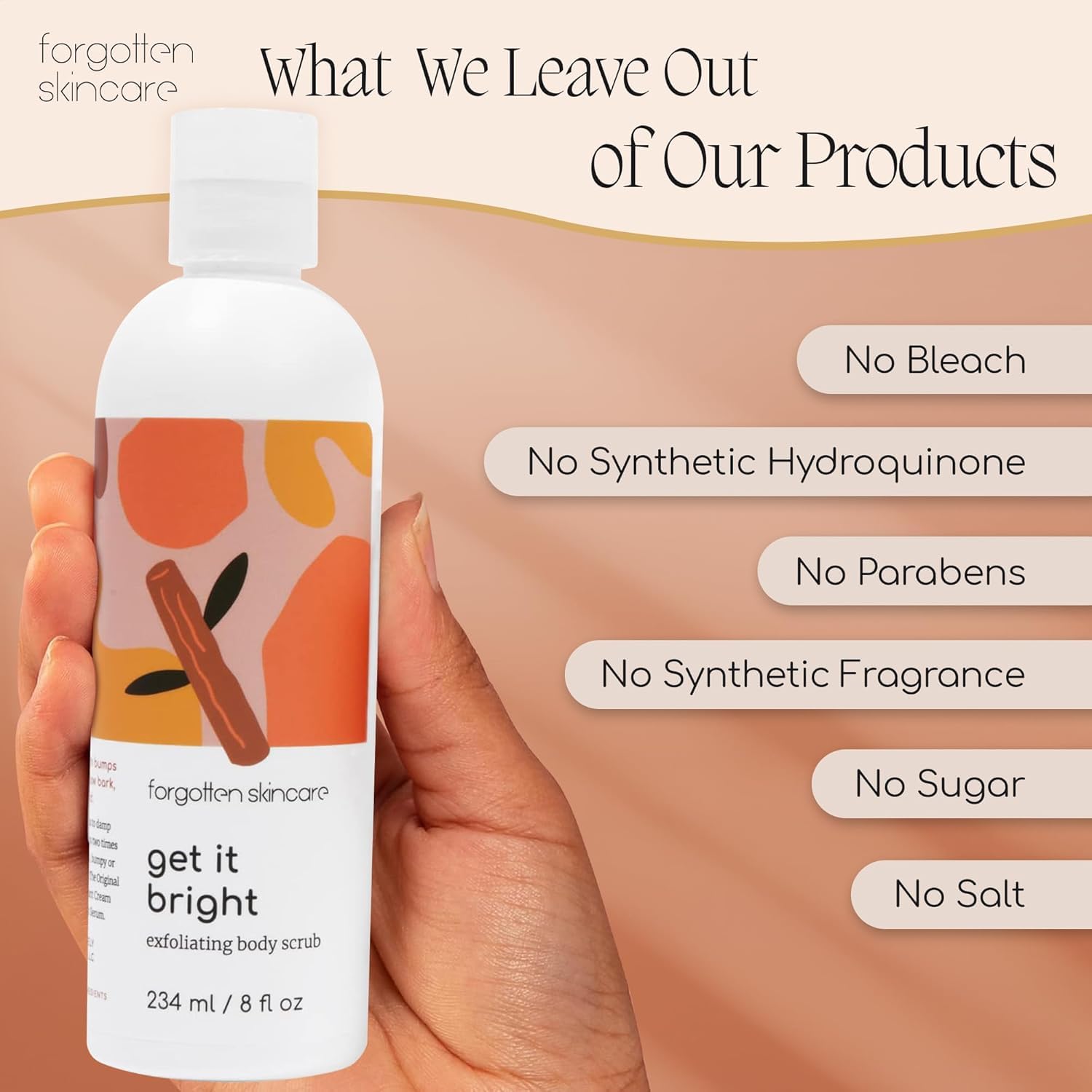 Forgotten Skincare Get It Bright Exfoliating Body Scrub with Glycolic Acid & Pumice for Dark Armpits, Bikini Area, KP Bumps, Rough Skin – Daily AHA Polish to Smooth, Soften & Prep Sensitive Areas