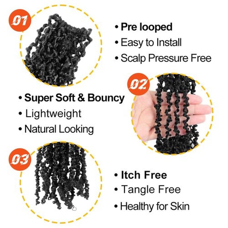 Cisinpo Yanky Twist Crochet Hair 14 Inch 10 Packs Pre-Looped Natural Black Yankee Twist Mini Passion Twist for Black Women (1B, Total 200 Strands)