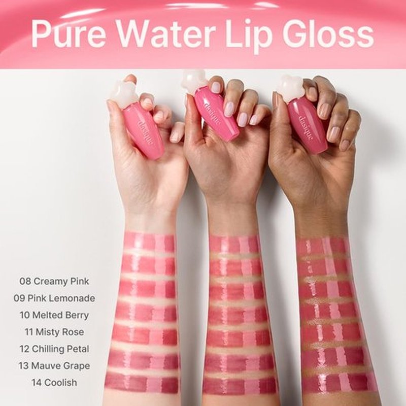 dasique Pure Water Lip Gloss #07 Soft Fig 0.09 oz | Variety of Colors | Dewy Gloss | Buildable Gloss Tesxture | Non-Sticky | K-beauty
