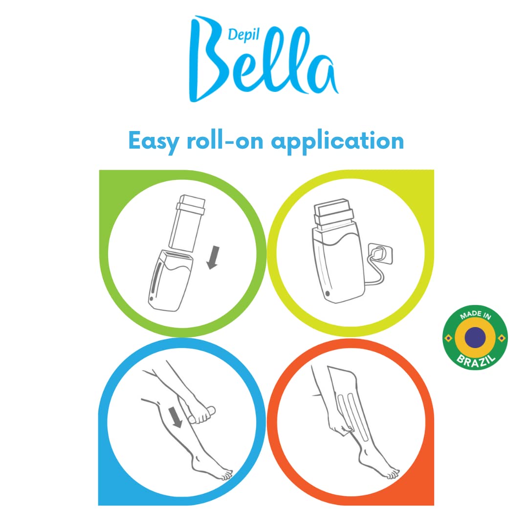 Depil Bella Roll On Wax Honey and Propolis Depilatory | Body Waxing, Hair Removal Wax-Cartridge | For Men and Women | Home Self Waxing | Sensitive Skin | Painless (10 PACK + COMBO)
