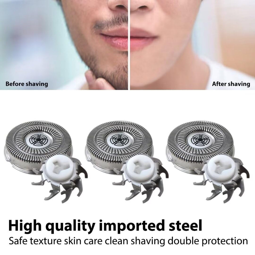 SW-S7105 3x Replacement Shaver Head Blades Compatible for Waterproof Electric Razor Wet & Dry Rotary Shavers with Clean Brush