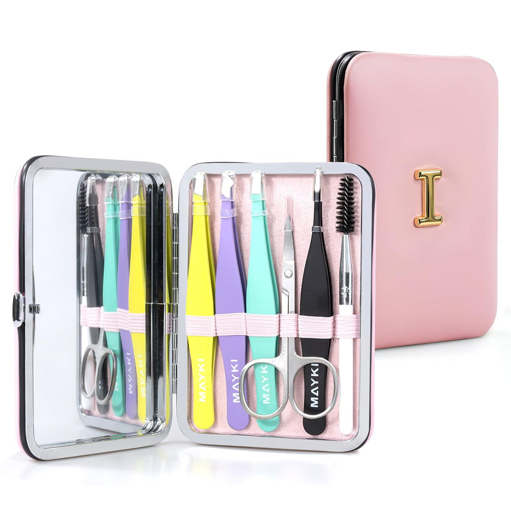 Initial I Tweezers with Mirror for Women Facial Hair, Best Gifts for Teen Girl/Daughter/Friend/Mom/Bridesmaid/Wife/Girlfriend, Unique Gift for Birthday/Anniversary/Mothers Day/Valentines Day/Christmas