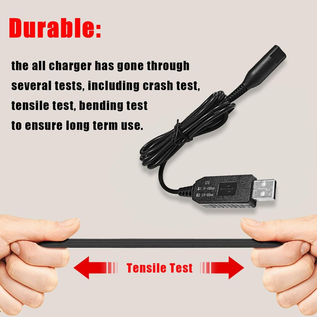12V Charging Cord Replacement for Braun Shaver S3 S6 S7 S8 S5 S9 S1, Cable Replacement for Braun Electric Razor Trimmer Series 1 3 5 6 7 8 9 340 3040s 390cc 720 790cc Models
