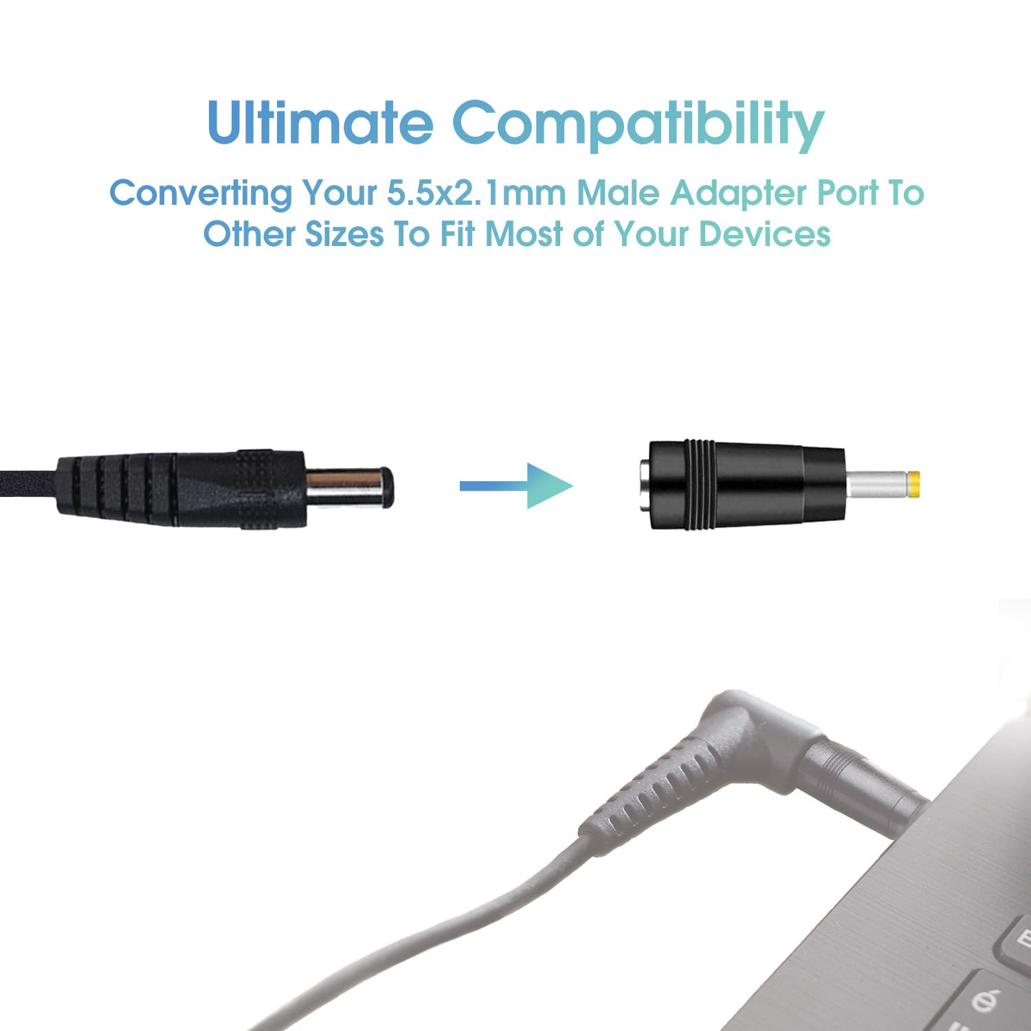 Kado Power Adapter 12V-2A 1.5A 1A AC/DC Power Cord 5.5x2.1mm with 8 Tips