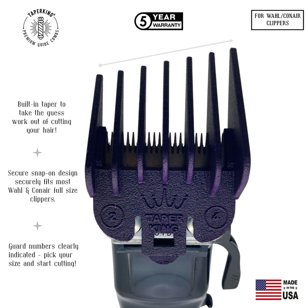 Taper King® Guide Combs - DIY Tapers & Fades - Amethyst (#2 to #4)