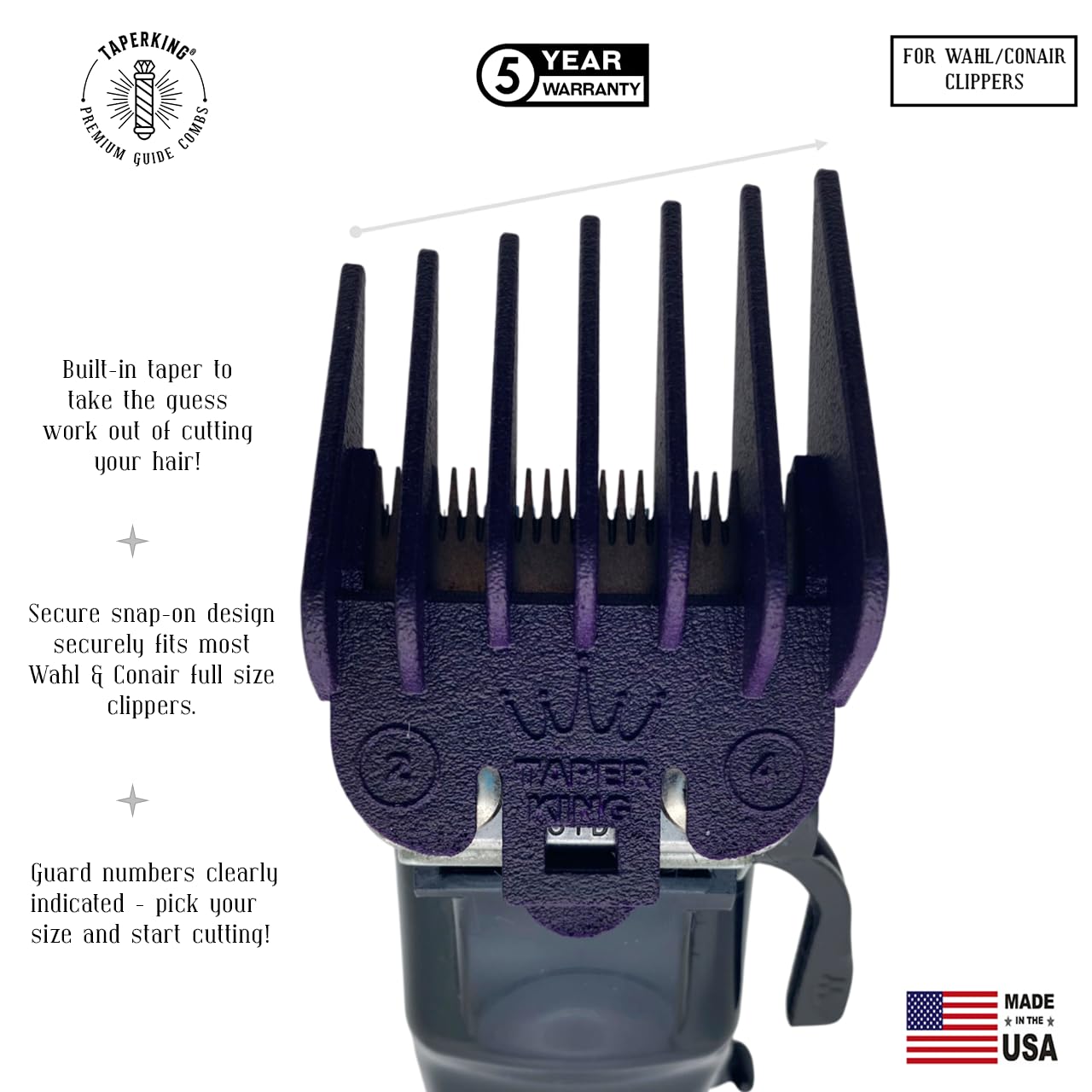 Taper King® Guide Combs - DIY Tapers & Fades - Amethyst (#2 to #4)