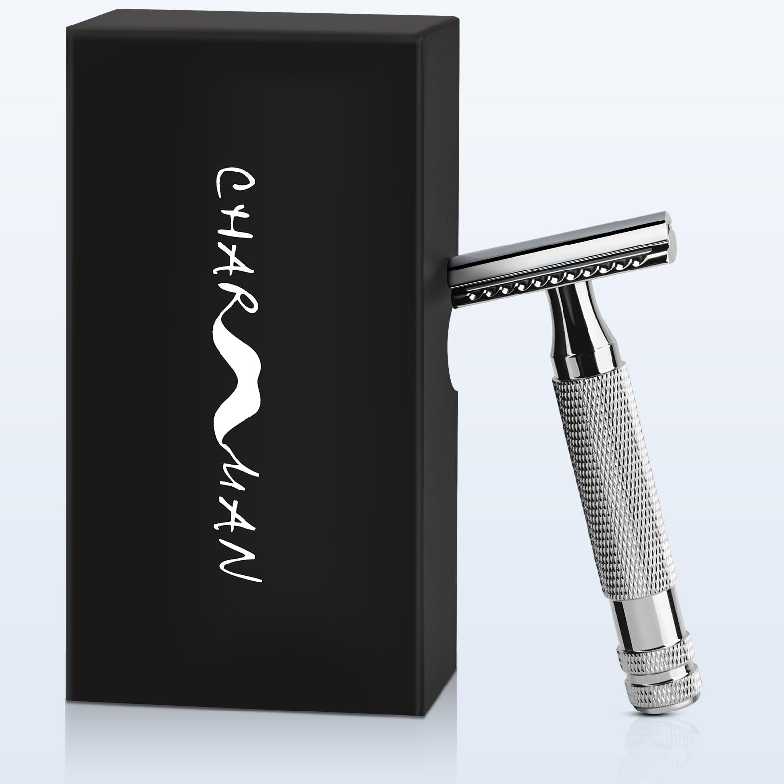 CHARMMAN Classic Double Edge Safety Shaving Razor, Pure Copper Handle,1 Razor + 10 pcs Super Stainless Steel Blades