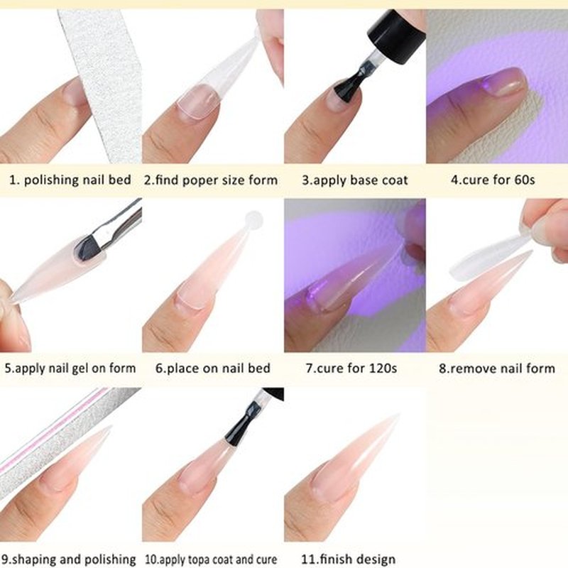 Fcozpjk Builder Gel for Nails, 4 Colors Thickening Builder Nail Gel Clear Milky White Nude Pink Nail Strengthener Gels Kit with Brush Pen Soak Off UV Polish Nail Extension Manicure Supplies
