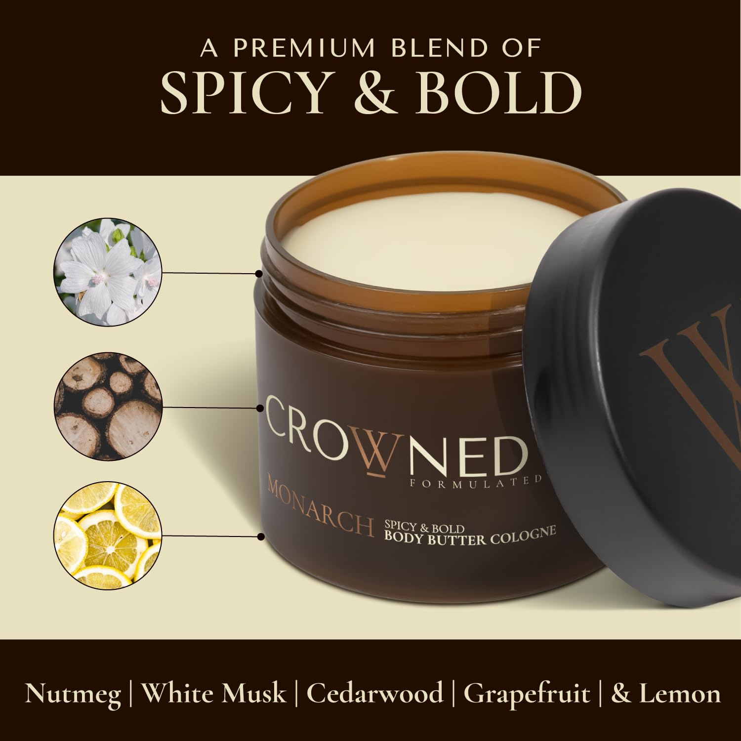 Crowned Skin Reign, King, and Monarch Body Butter Cologne Bundle | As Seen On Shark Tank | Skin Care Set with Warm, Nautical, & Spicy Scents | Natural Shea & Mango Butters | All-Day Fragrance