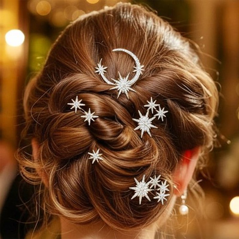 Casdre Star Rhinestone Hair Pins Bridal Hair Pieces Sparkly Crystal Bride Wedding Hair Accessories for Women and Girls(Pack of 5)