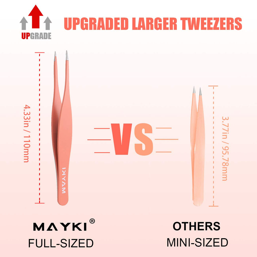Eyebrow Tweezers Women 6Pcs, Full Size Professional Eyebrow Tweezers Kit, Precision Tweezers Set for Eyebrow/Ingrown Hairs/Splinter/Facial Hair Removal by MAYKI