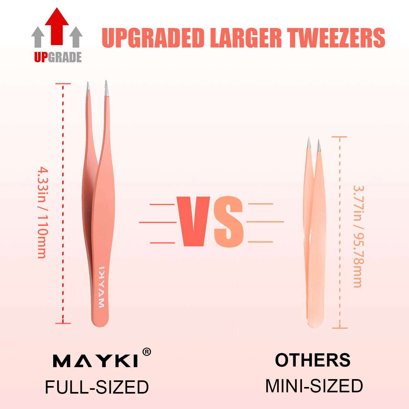 Eyebrow Tweezers Women 6Pcs, Full Size Professional Eyebrow Tweezers Kit, Precision Tweezers Set for Eyebrow/Ingrown Hairs/Splinter/Facial Hair Removal by MAYKI