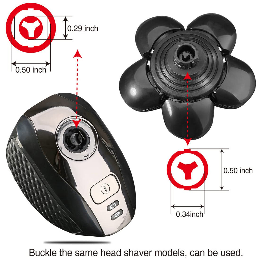 FOXSONIC Universal 6 Blades Replacement Heads for Mainstream shaver brands, 5 Blades Head Shaver Replacement Blades, Head shaver Bald Shaver replacement heads With Blade Cover Shaver Head (6 Black)