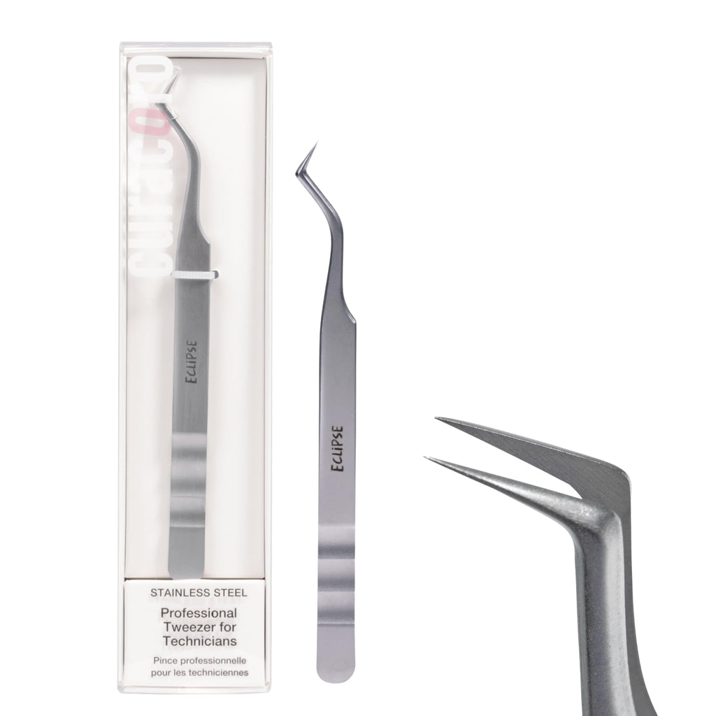 Curacoro Lash Tweezers for Eyelash Extensions - LashSmith 90° Tweezer for Easy Fan, Promade Fan & Multi-layered Lashes