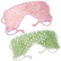 LazyGa Natural Jade Eye Mask and Rose Quartz Eye Mask Set - Soothing & Relaxing Alleviate Puffiness and Migraines with Cooling and Warming Therapy (2 Pcs)