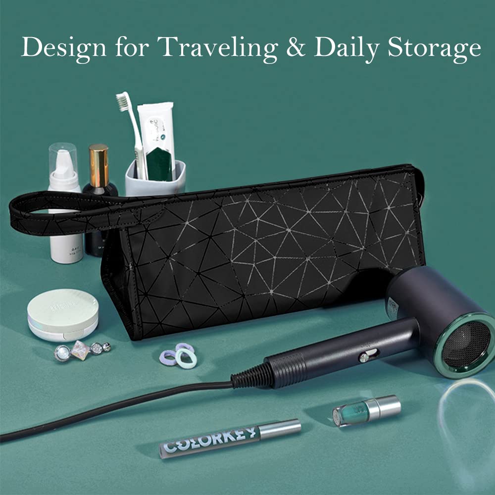 Ezindraw Premium Leather Tracvel Case Compatible with Dyson Airwrap Styler and Shark Flexstyle, Storage Bag for Supersonic Hair Dryer, Portable Organizer for Airwrap Dupes（Black）