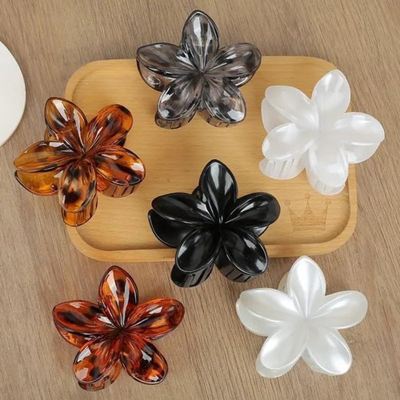 6PCS Flower Hair Clips, Large Claw Clips for Women Thick Hair, Non Slip Strong Hold for Women Thin Hair Girls Gifts (Leopard print -B)