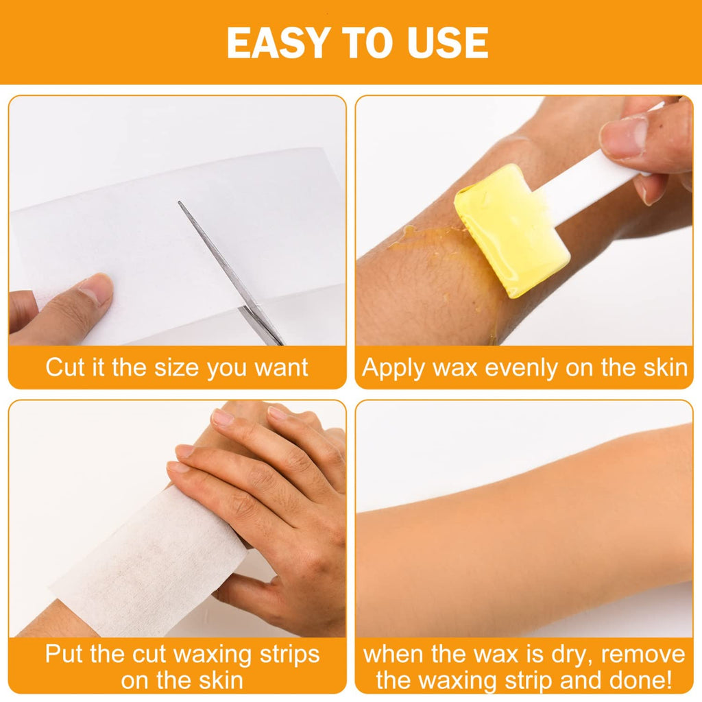 Vumdua 2PCS Non-woven Wax Strip Roll for Body and Facial Hair Removal, 2.76" X 100 Yards Tear-Resistant Waxing Paper for Eyebrow, Leg Removal, Salon Grade