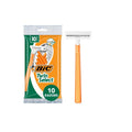 BIC Twin Select Disposable Razors; 2 Blades For a Smooth and Comfortable Shave; Sensitive Skin; Green Handle; 10 Piece Razor Set