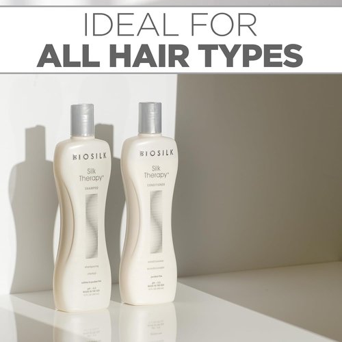 BioSilk Silk Therapy Duo Set - Sulfate-Free Shampoo & Conditioner for Shiny, Moisturized Hair | 12 Oz Each
