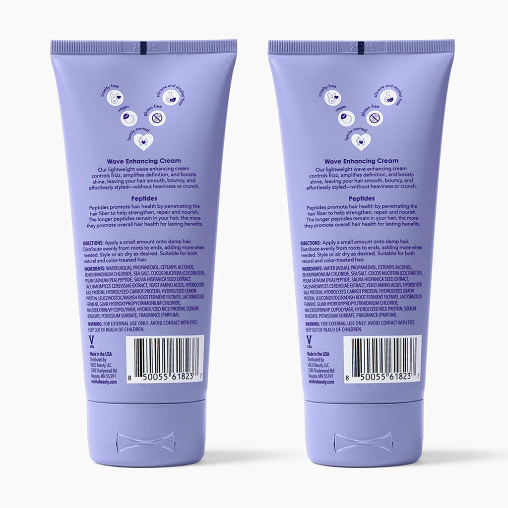 V&Co. Beauty Wave Babe Wave Enhancing Cream (2 Pack) – Wave Cream for Wavy Hair, Anti Frizz & Hydrating Hair Care with Peptides & Rice Protein, Defines Waves & Adds Lasting Softness – 6 oz