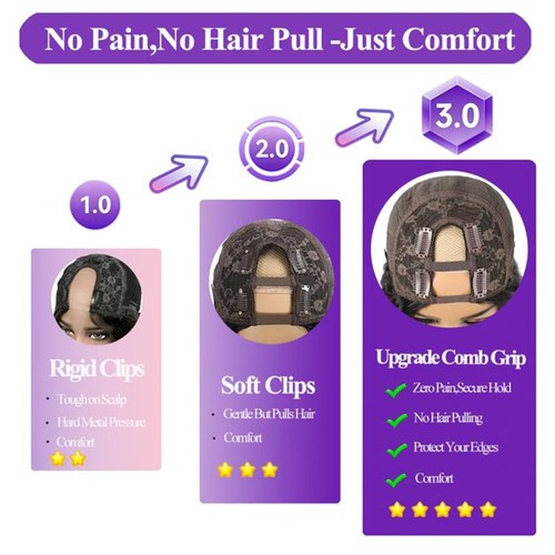 Amella 20 Inch U Part human hair Wig Full Head U Shape Clip in Wigs Upart Wig Human Hair Body Wave Half Wig Human Hair Extension for Black Women