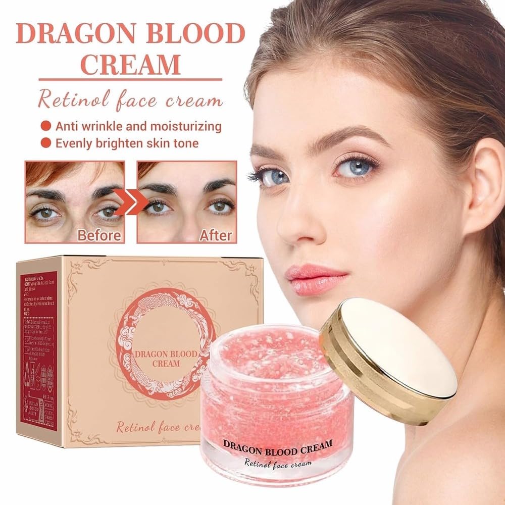 Dragon Blood Retinol Face Cream – Fine Line Smoothing, Deep Moisturizing & Even Skin Tone for Face & Body, Day & Night Use, 50g*2