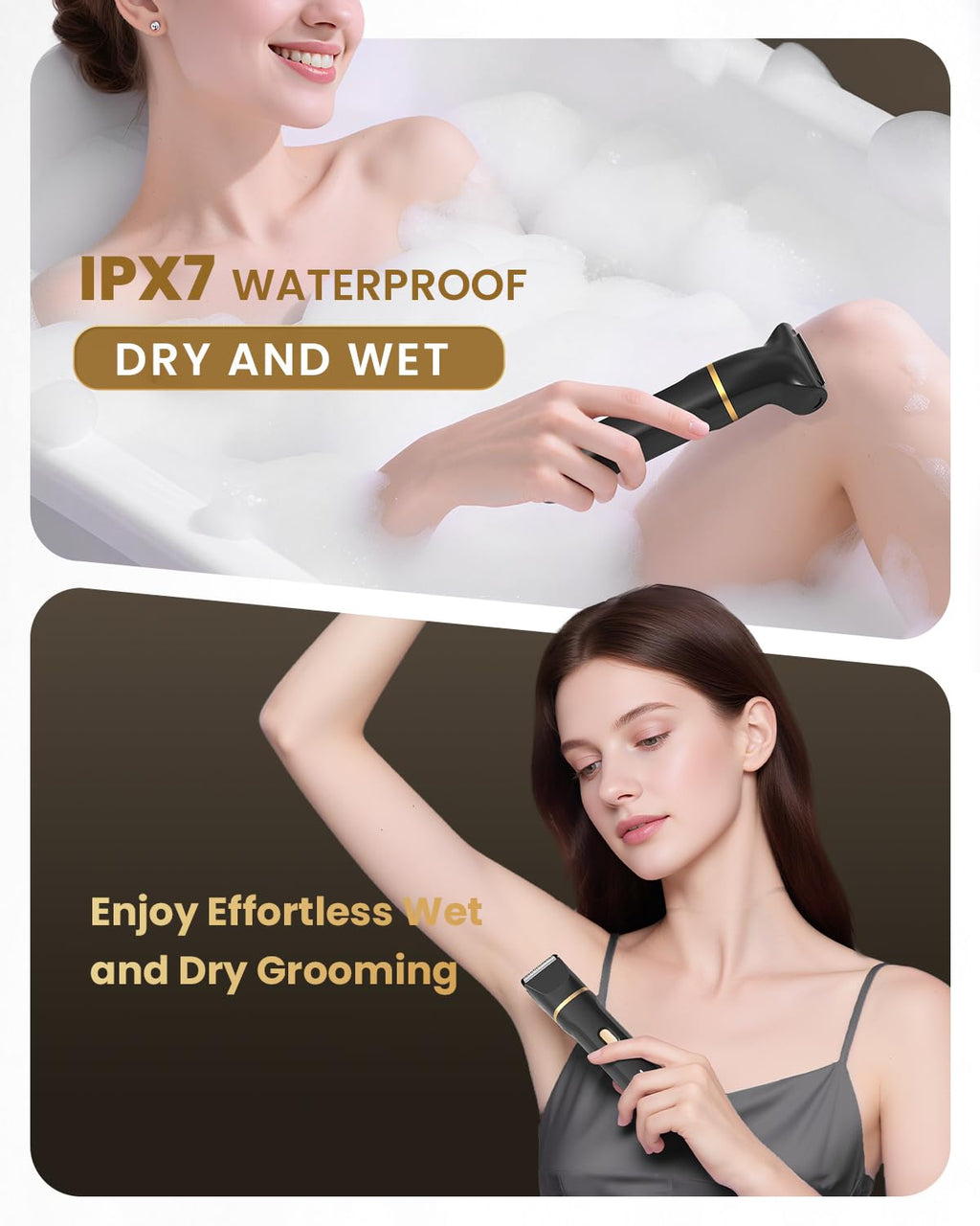 Bikini Trimmer for Women - 5 in 1 Electric Razors for Ladys Pubic Facial Nose Body Leg Hair Removal, Waterproof Electric Shaver for Women Private Area Sensitive Skin, Personal Hair Trimmer-Black
