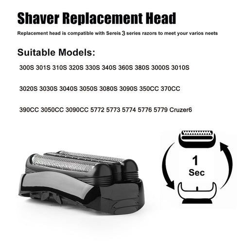 2Pack 21B-Series 3 Replacement Heads Compatible with Braun Series 3 Electric Shaver for Braun S3 Foil Shaver fit for Electeic Razor 5409,3040s,300s,310s,320s,3050cc,3090cc,3010s,3030s